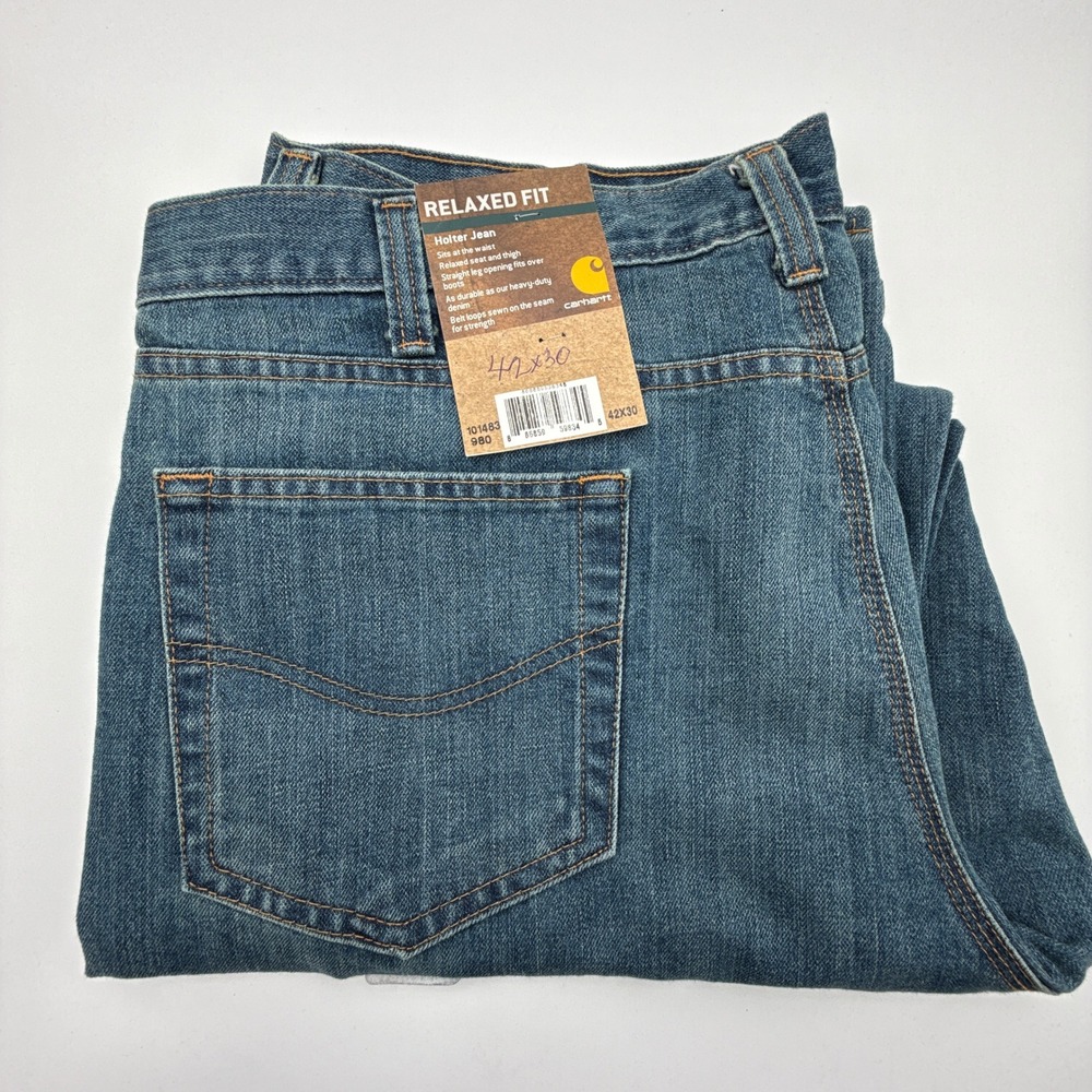 Carhartt Holter Relaxed Fit Jeans Mens 42x30 Blue Denim 101483-980 NWT